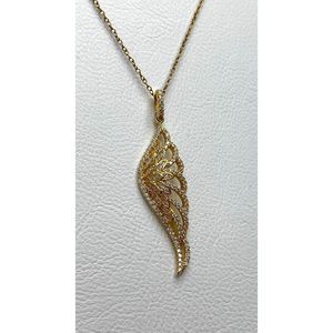 Gold Over 925 Sterling Angel Wing Pendant Necklace